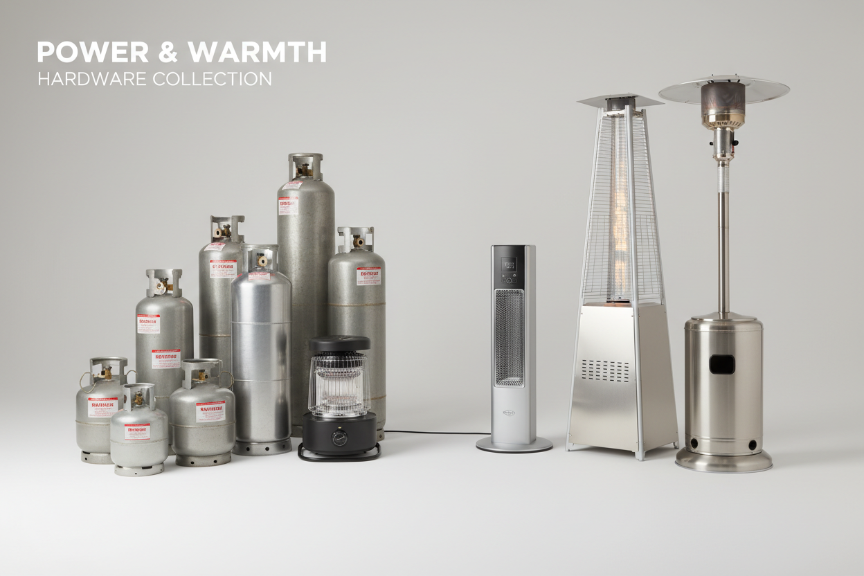 Gas heaters, tanks and stoves