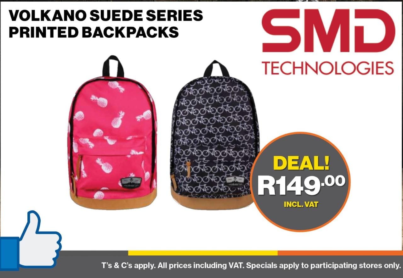 VOLKANO SUEDE SERIES PRINTED BACKPACKS - Point Hardware Johannesburg