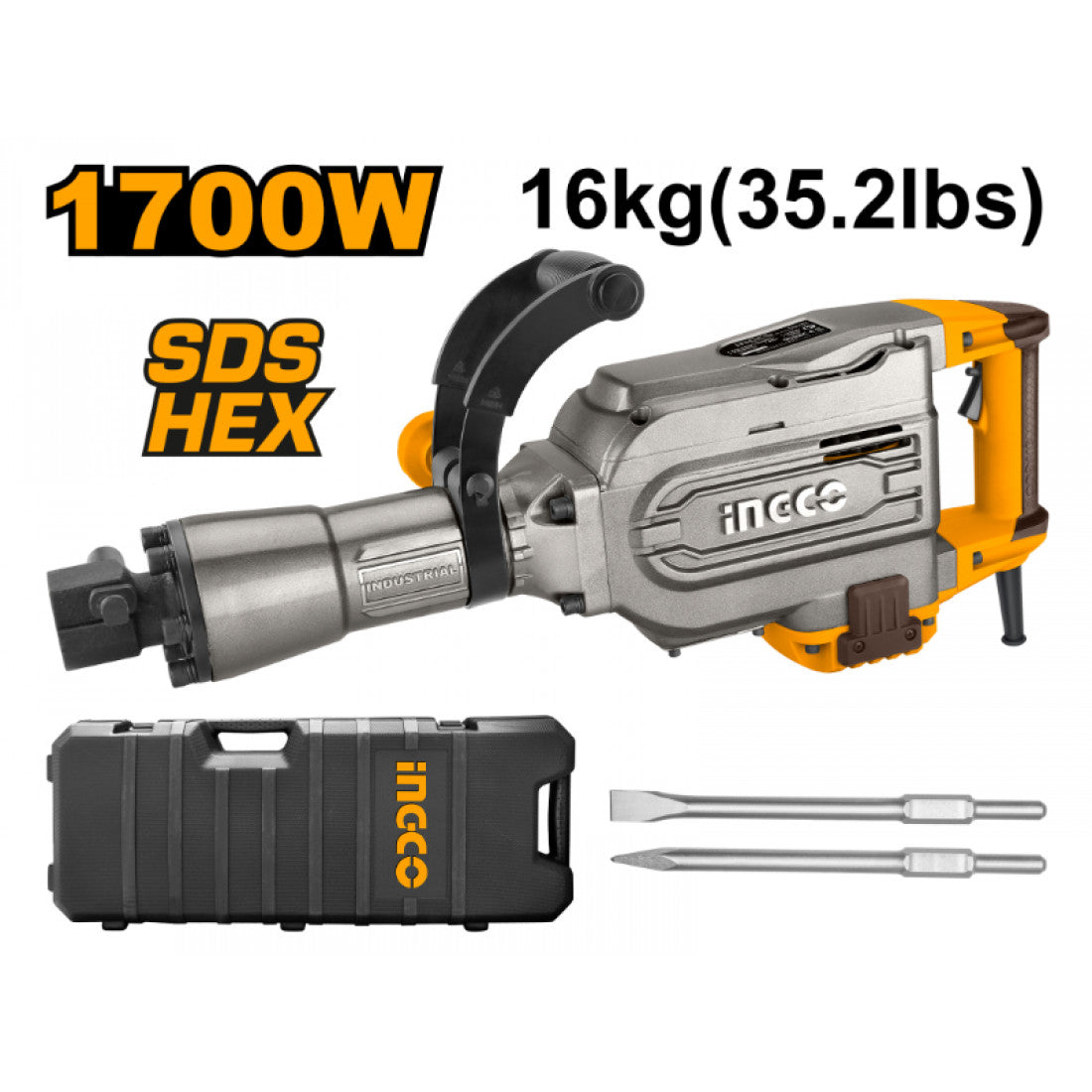 INGCO Breaker Demolition 1700w 45J - Point Hardware Johannesburg
