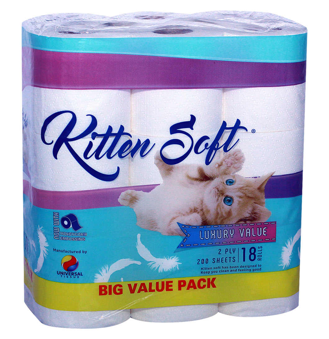 Kitten Soft Luxury 2 Ply Toilet Paper - 18 rolls