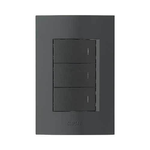 3Lever 1Way Switch 4x2 - Black - Point Hardware Johannesburg