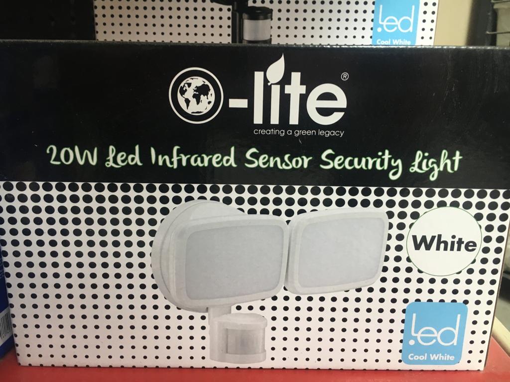 O-Lite 20W Infrared Sensor Security Light - White - Point Hardware Johannesburg