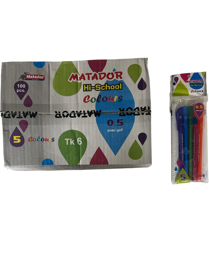 Matador Hi-School Colors Semi Gel Pens 5pcs